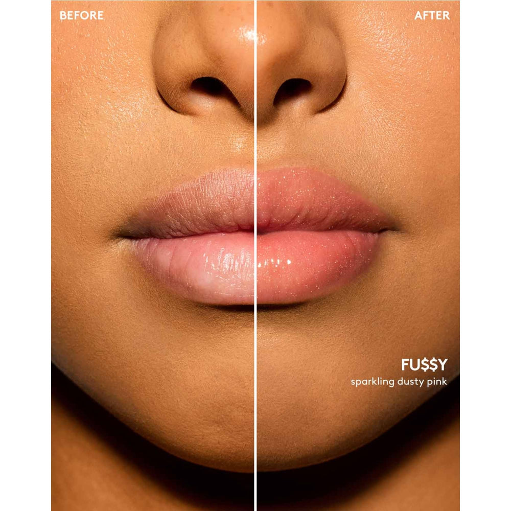 Fenty Beauty Gloss Bomb Lip Oil packaging highlights portable 0.3 oz tube.