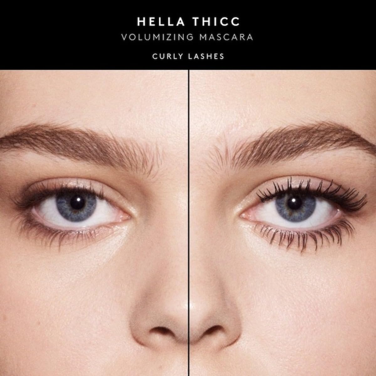 Fenty Beauty Hella Thicc Mascara Deluxe Sample black shade swatch for bold lash look