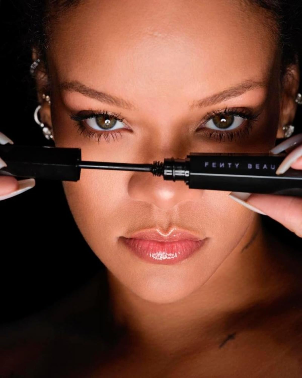 Fenty Beauty Hella Thicc Mascara Deluxe Sample nude shade swatch for versatile wear