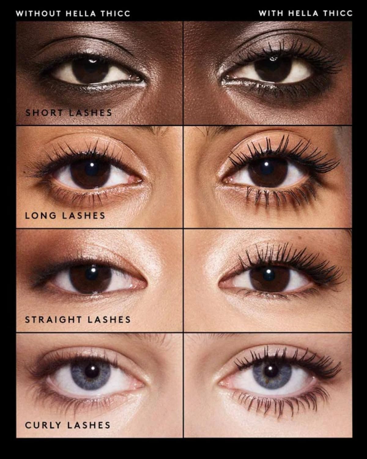 Fenty Beauty Hella Thicc Mascara Deluxe Sample soft matte finish on lashes