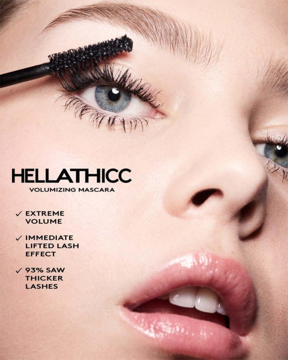 Fenty Beauty Hella Thicc Mascara Deluxe Sample wand application demonstrates easy daily lash coating