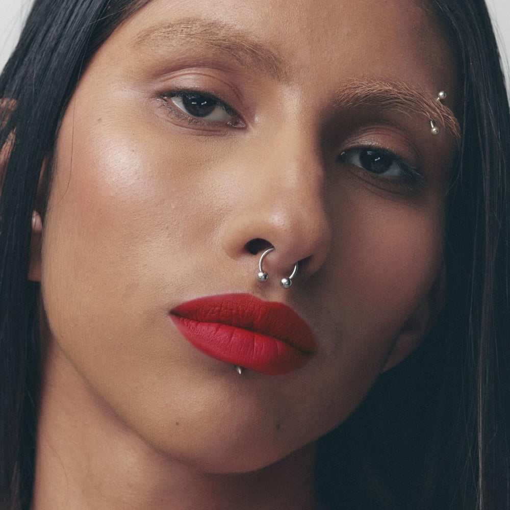Fenty Beauty Icon Velvet Liquid Lipstick close-up reveals velvety matte finish.