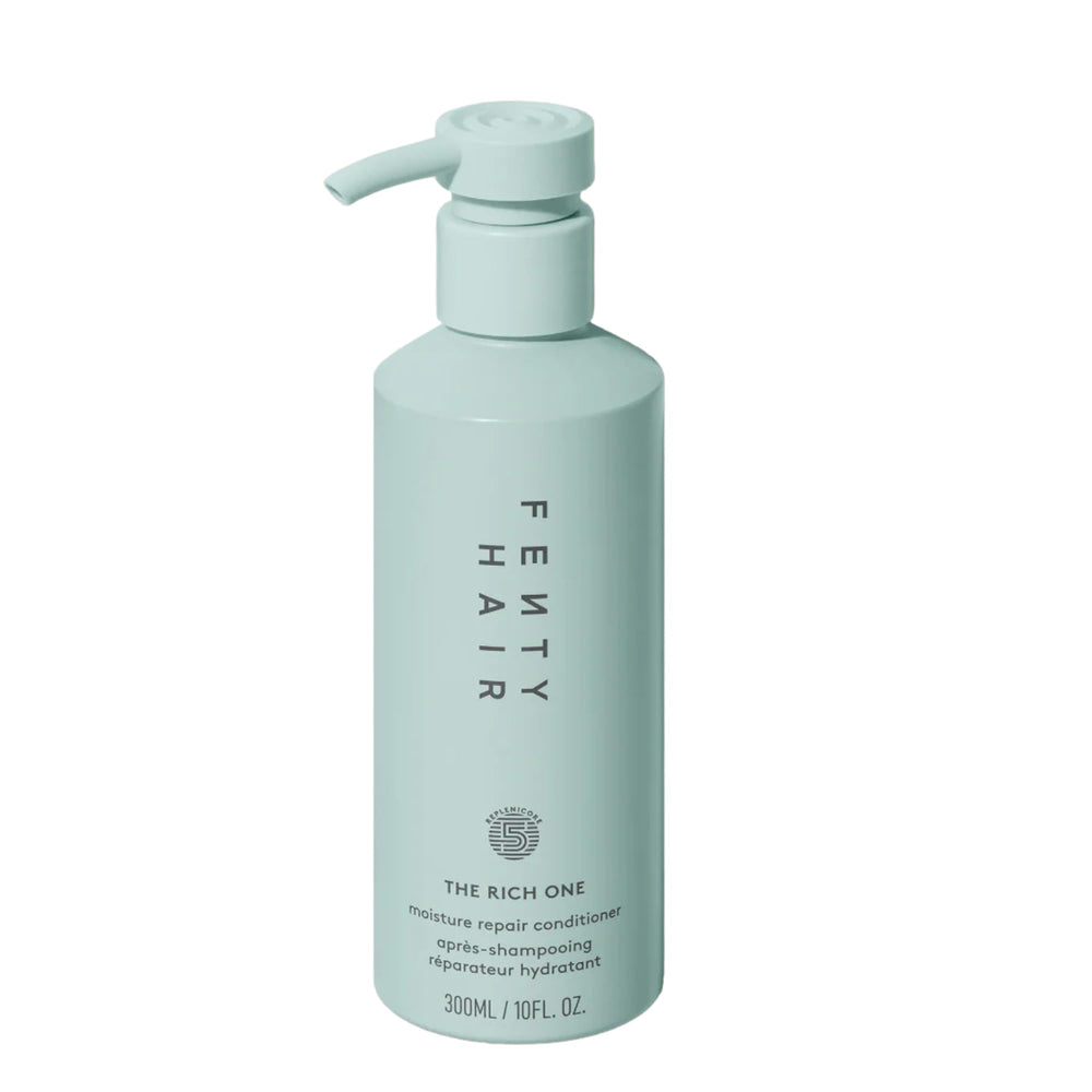 Fenty Beauty Fenty Hair The Rich One bottle pour shows deep hydration for detangling