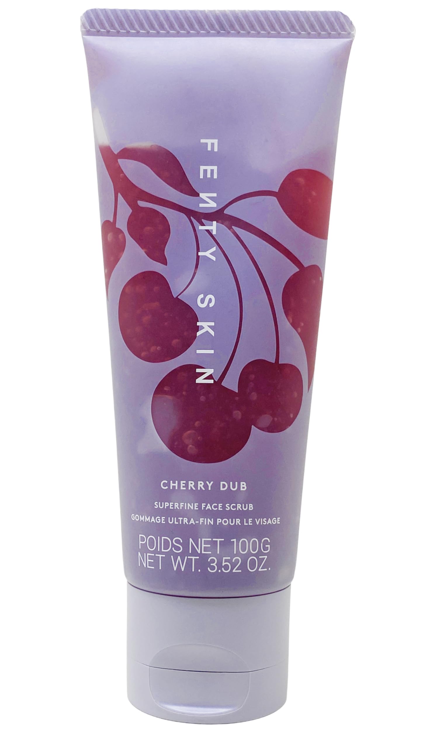 Fenty Skin Cherry Dub Scrub jar closeup highlighting exfoliation for brighter, smoother skin