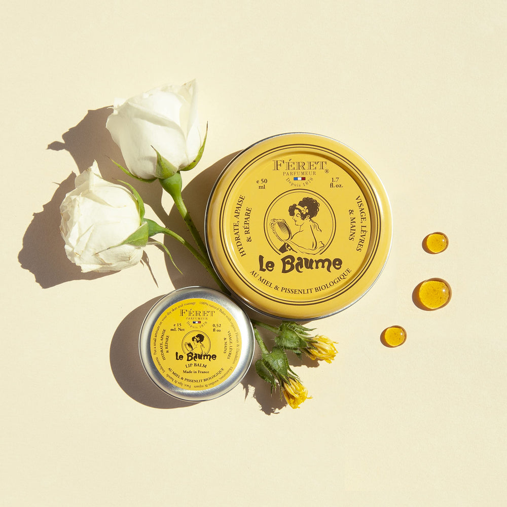 Feret Le Baume Rose Poudré vintage tin nods to French skincare heritage.