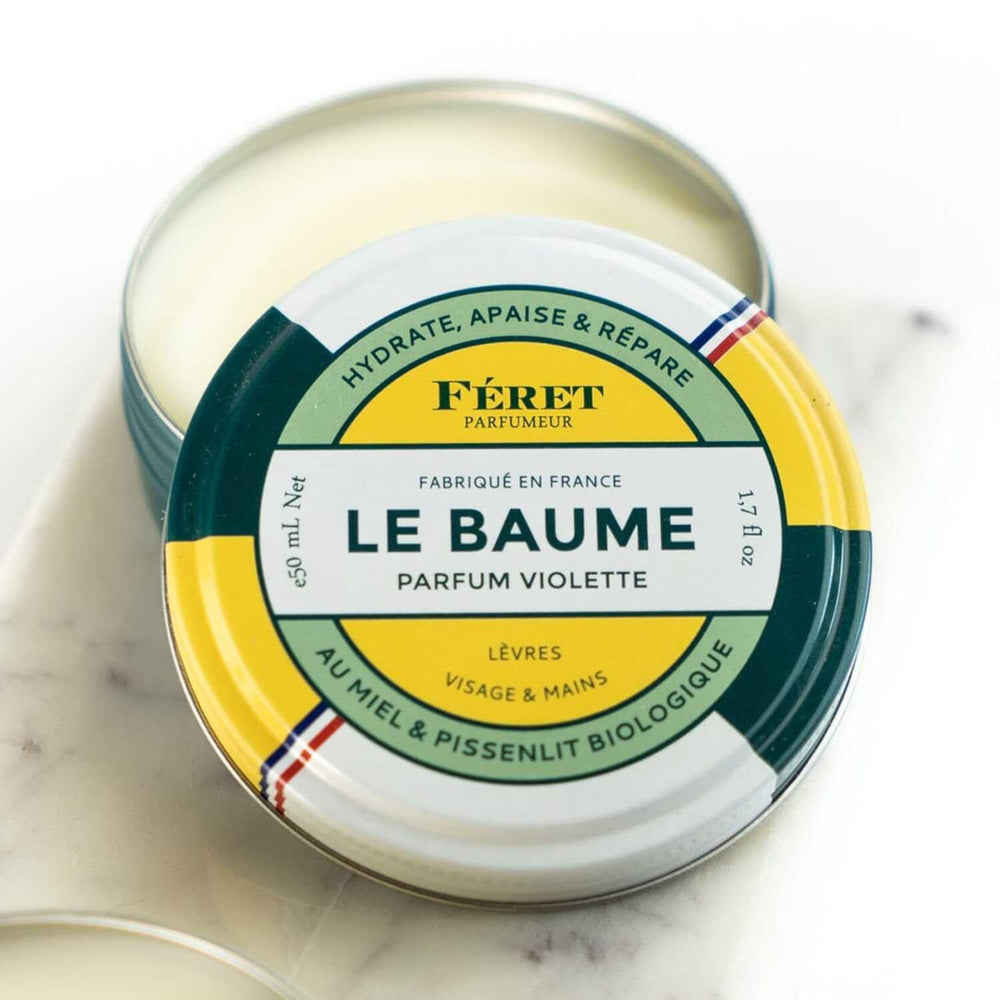 Feret Parfumeur Le Baume Violette texture swirl demonstrates creamy hydration