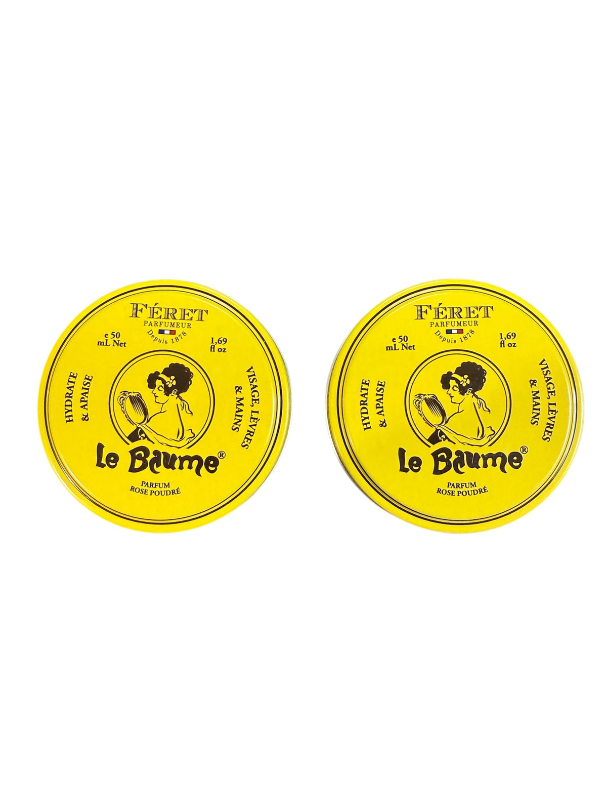 Feret Parfumeur Le Baume packaging displays Rose Poudre set for travel moisture