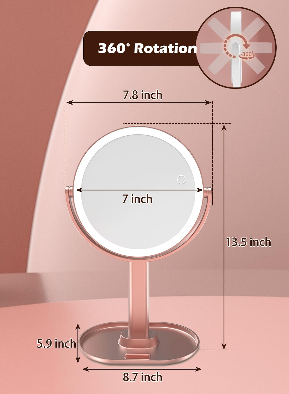 FERXIDI double-sided makeup mirror 1x and 10x for everyday application and brows.