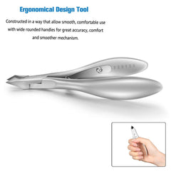 FERYES cuticle clippers in use on nails demonstrate control and clean cuts.