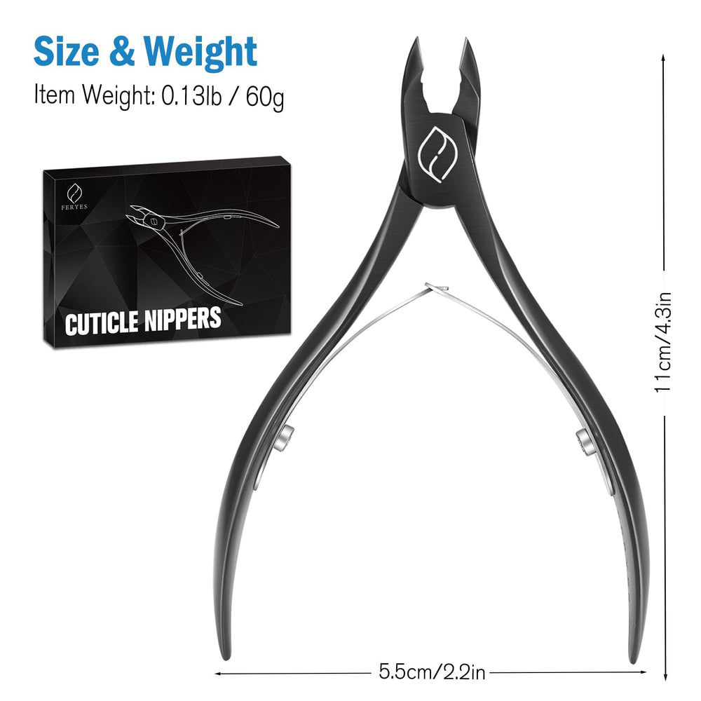 FERYES cuticle cutters in use with left hand demonstration.