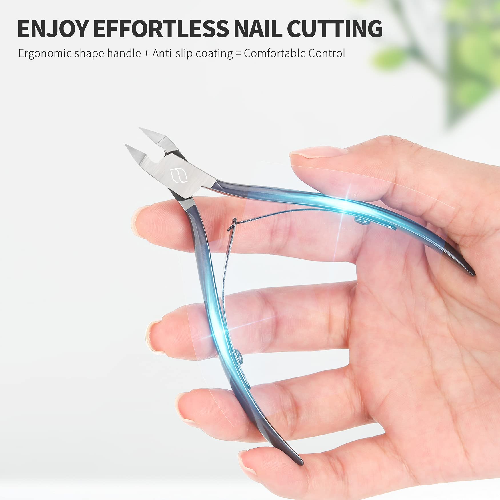 FERYES dark gray handle clipper offers comfortable grip during use.