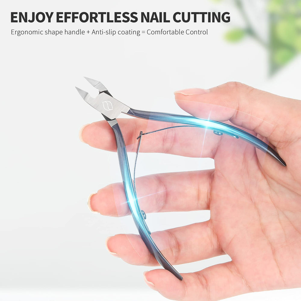 FERYES dark gray handle clipper offers comfortable grip during use.