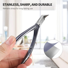 FERYES clipper's pointed tip aids careful corner nail work.