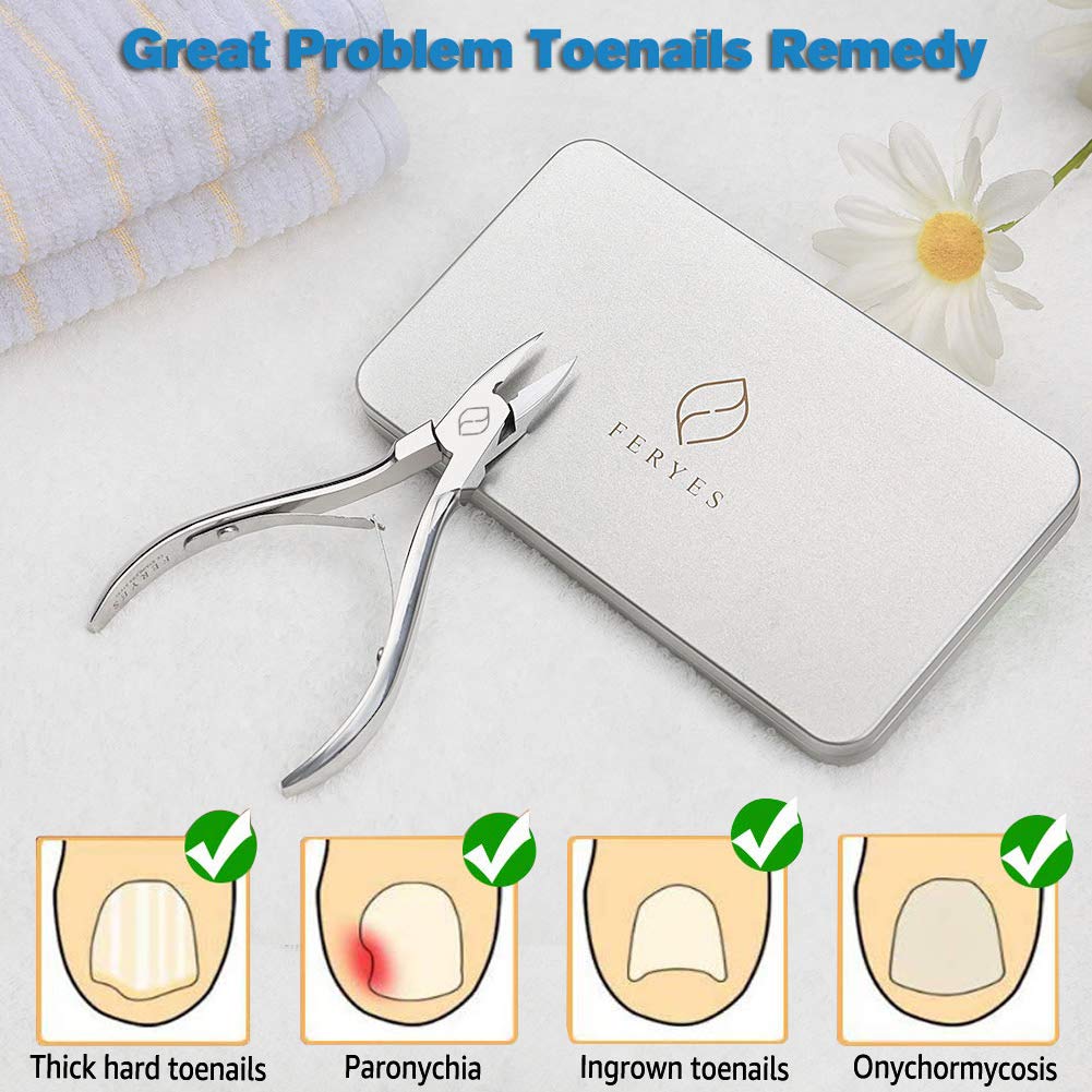 FERYES toenail clippers safety cover view emphasizes safe storage and tool protection