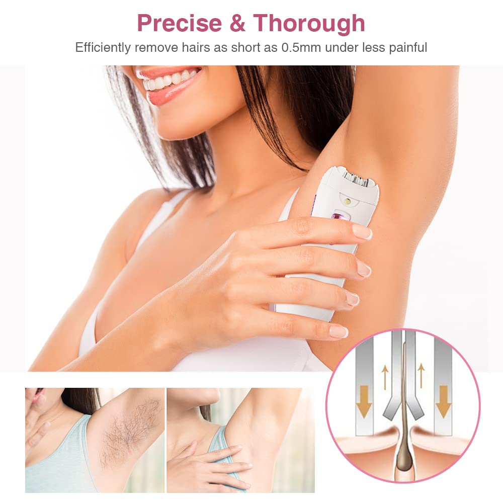 Fetetieau epilator LED light reveals finest hairs for thorough body grooming.