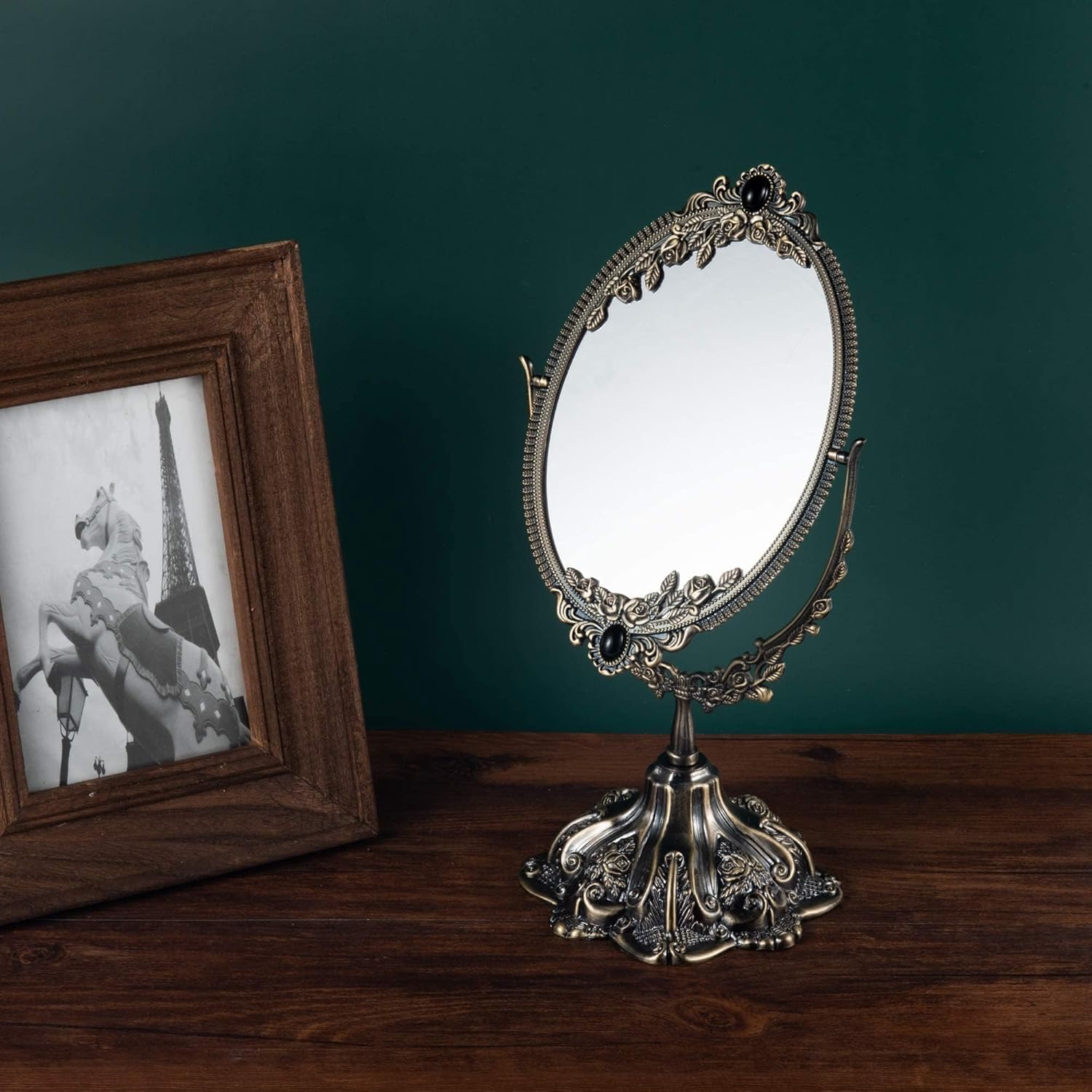 Feyarl floral-edge mirror detail emphasizing decorative charm.
