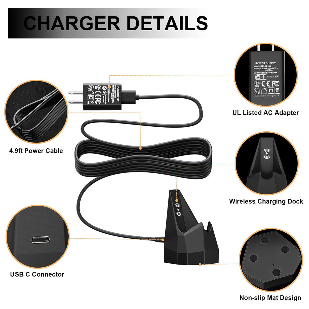FGIEU charging dock cord length 1.5m enables flexible placement.