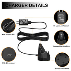 FGIEU charging dock cord length 1.5m enables flexible placement.