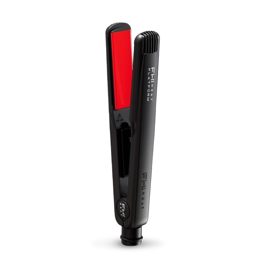 FHI Heat Platform Pro iron with red ceramic plates for even heat and high shine.