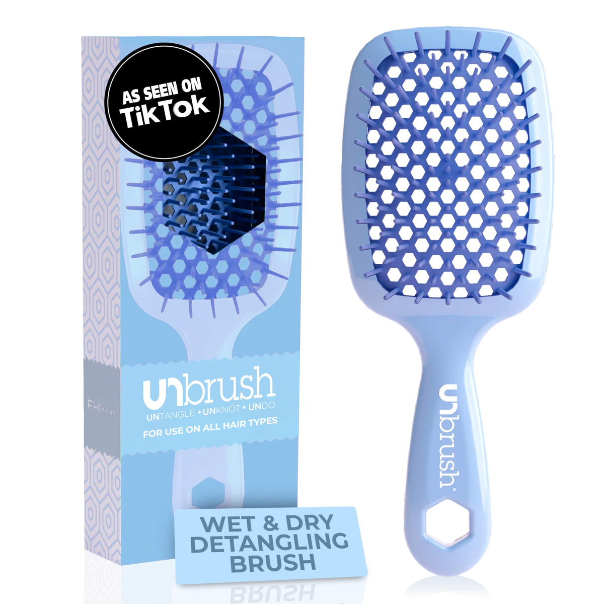 FHI Heat UNbrush bristles close-up showing dual-length design for gentle detangling.