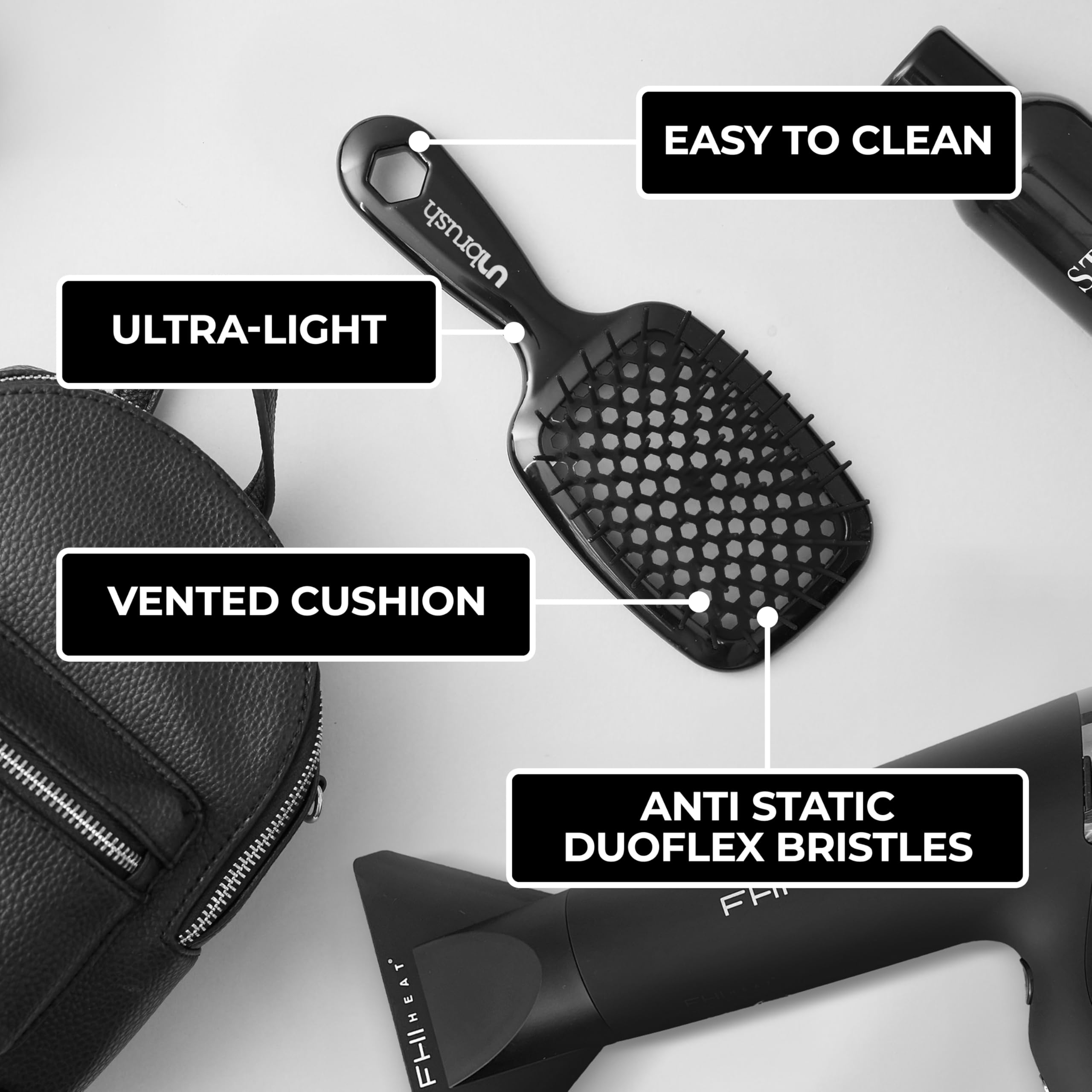 FHI Heat UNbrush compact travel-friendly design fits in bags.