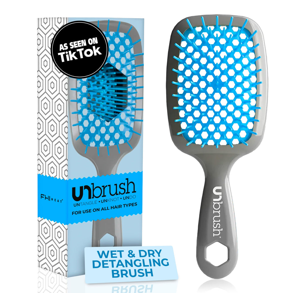 FHI Heat UNbrush duoflex bristles closeup for gentle detangling and reduced breakage.