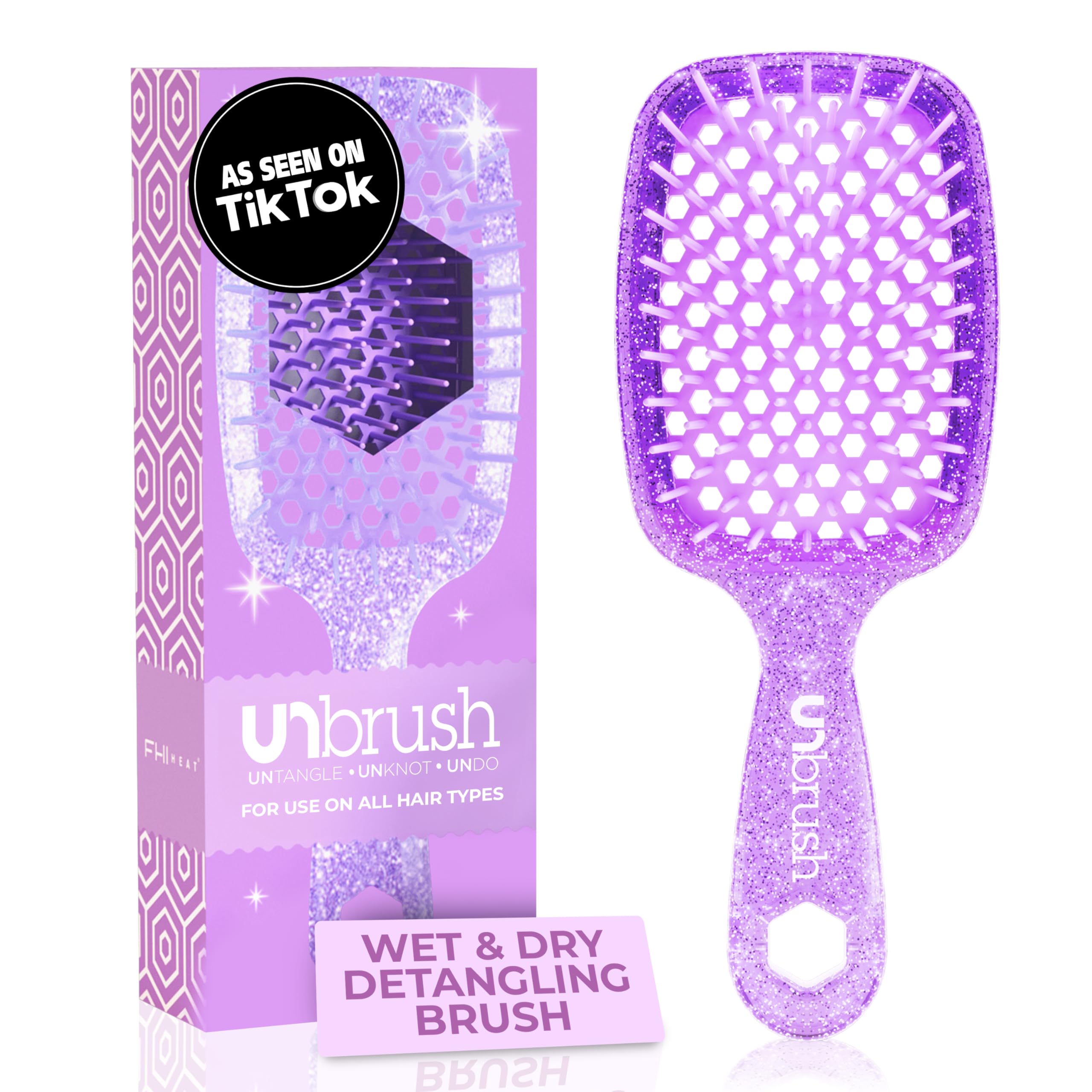 FHI Heat UNbrush close-up shows DuoFlex bristles for gentle detangling
