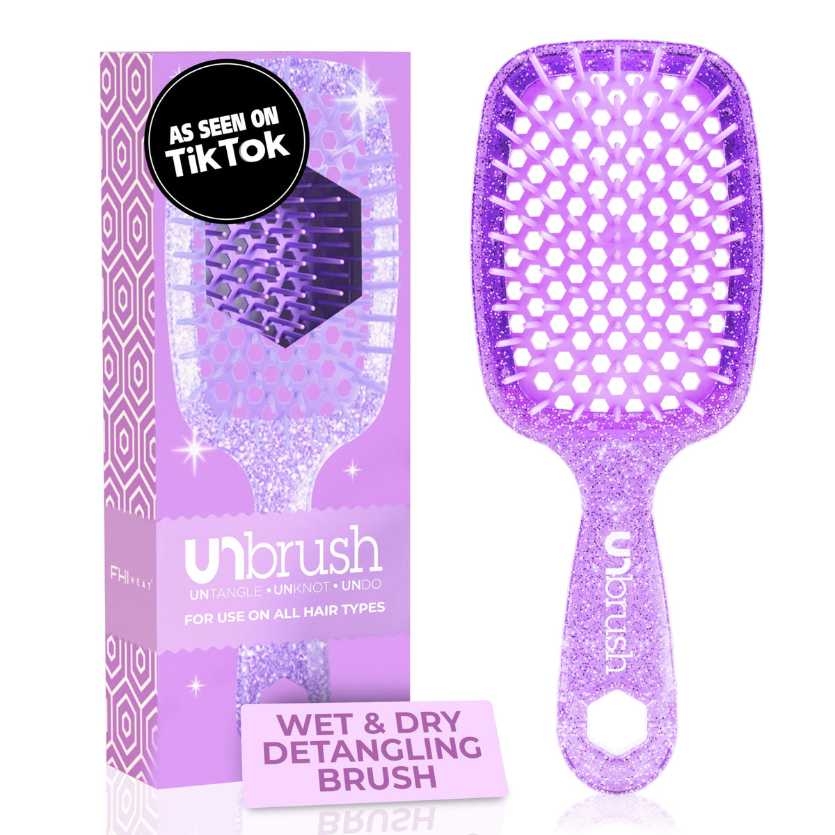FHI Heat UNbrush close-up shows DuoFlex bristles for gentle detangling