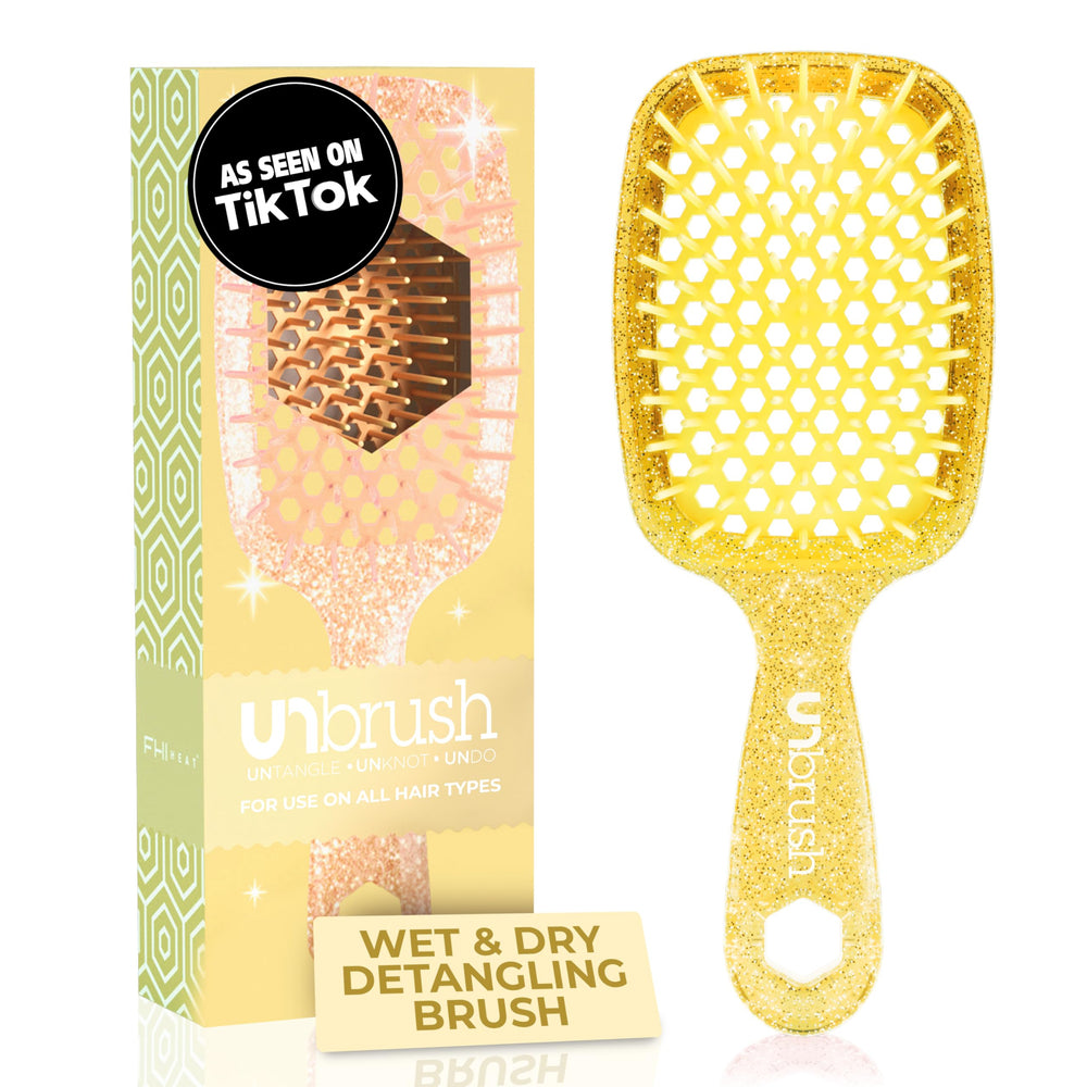 FHI Heat UNbrush close-up of DuoFlex bristles for gentle detangling.
