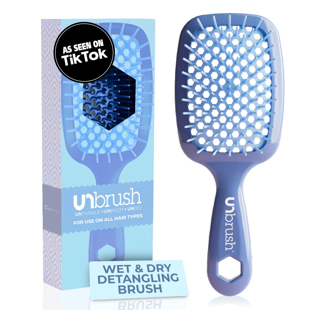 FHI Heat UNbrush iris dark blue handle offers lightweight, comfortable detangling for everyday brushing.
