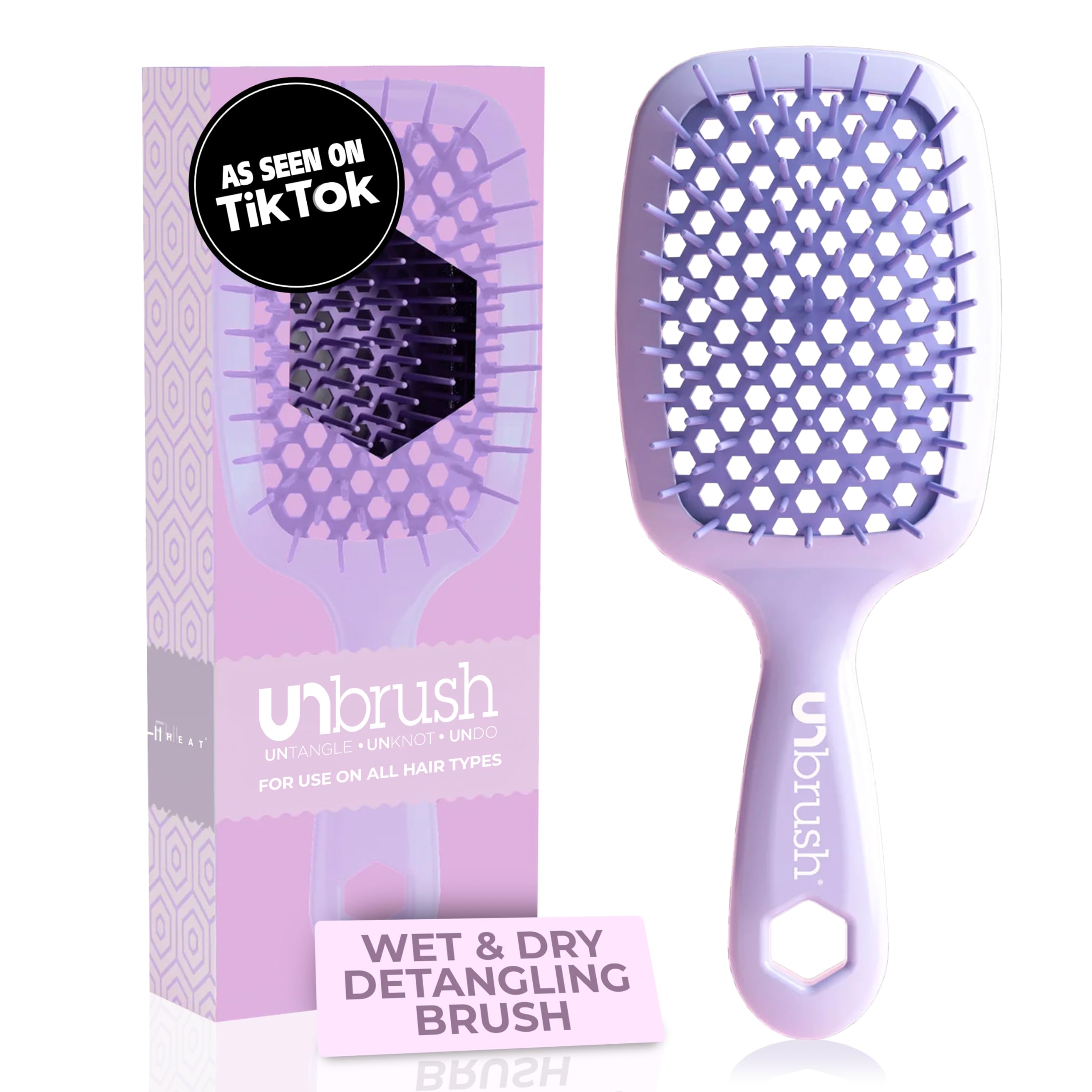 FHI Heat UNbrush lilac front view detangles wet or dry hair easily