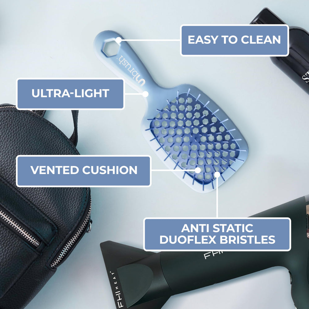 FHI Heat UNbrush mini cerdas cortas suavizan y pulen el cabello.