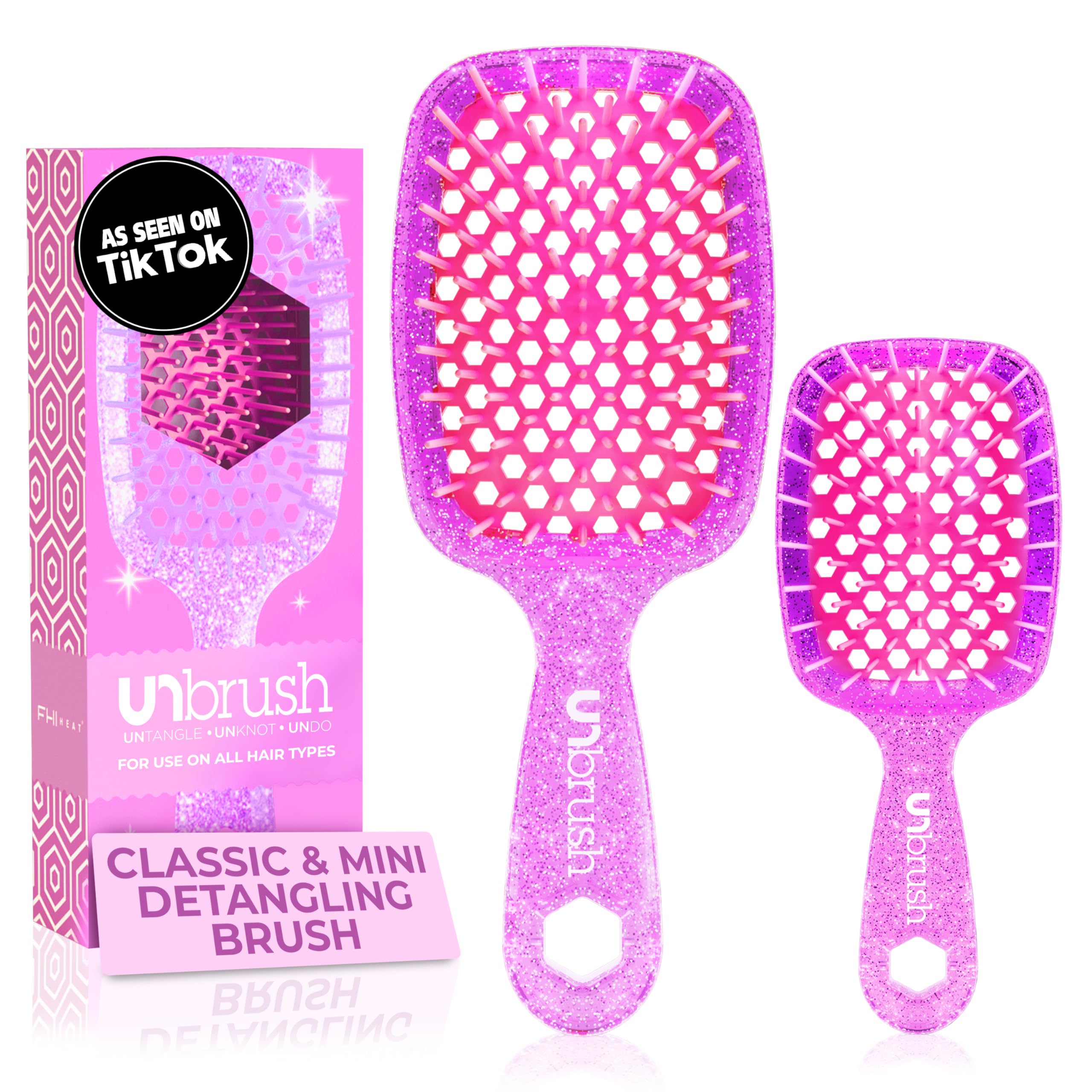 FHI Heat UNbrush Original detangling brush with dual-length bristles for gentle detangling.