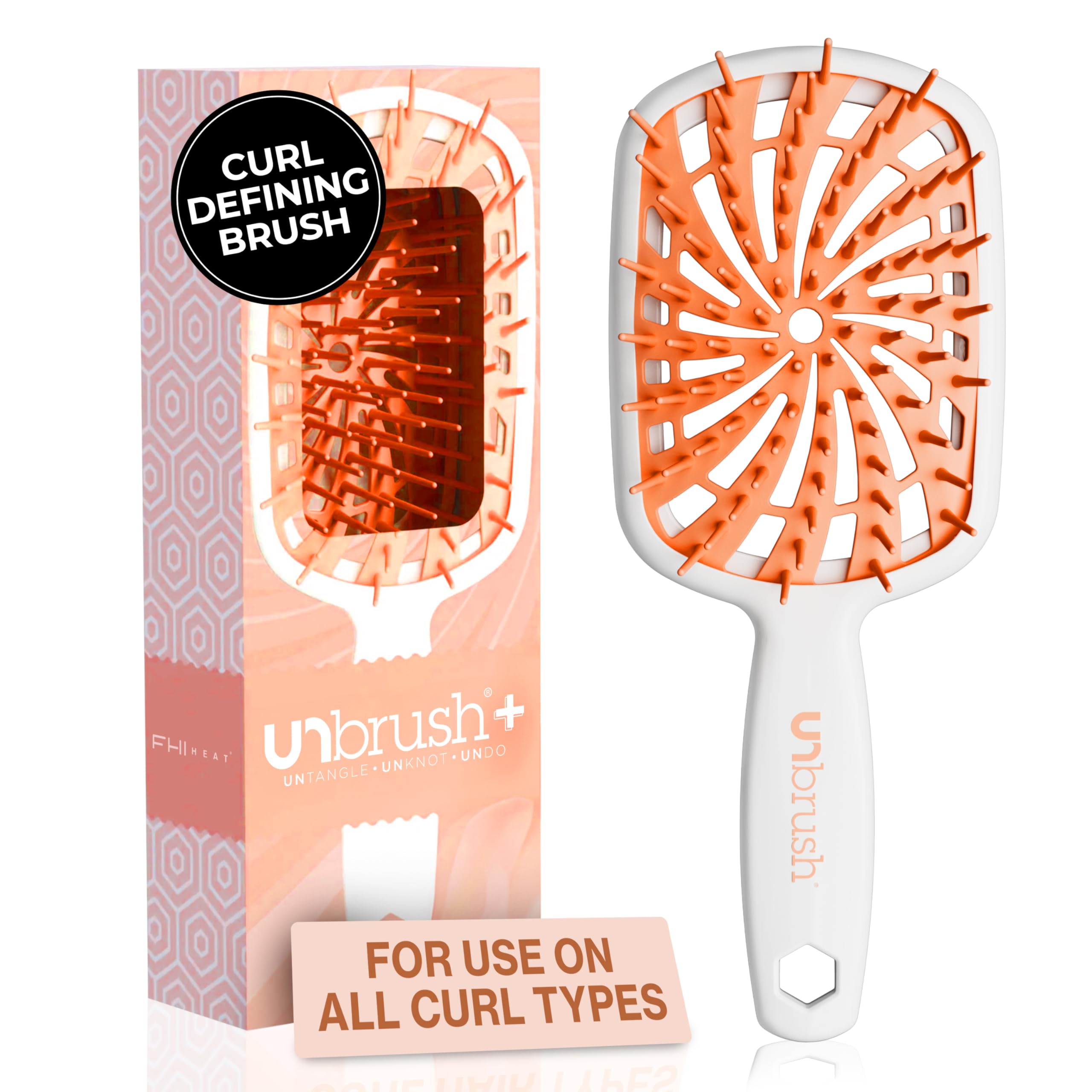 FHI Heat UNbrush Plus close-up showing 84 UltraFlex bristles for gentle detangling