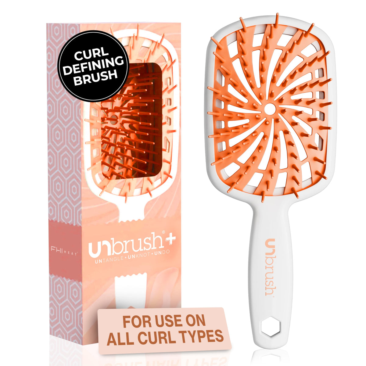 FHI Heat UNbrush Plus close-up showing 84 UltraFlex bristles for gentle detangling