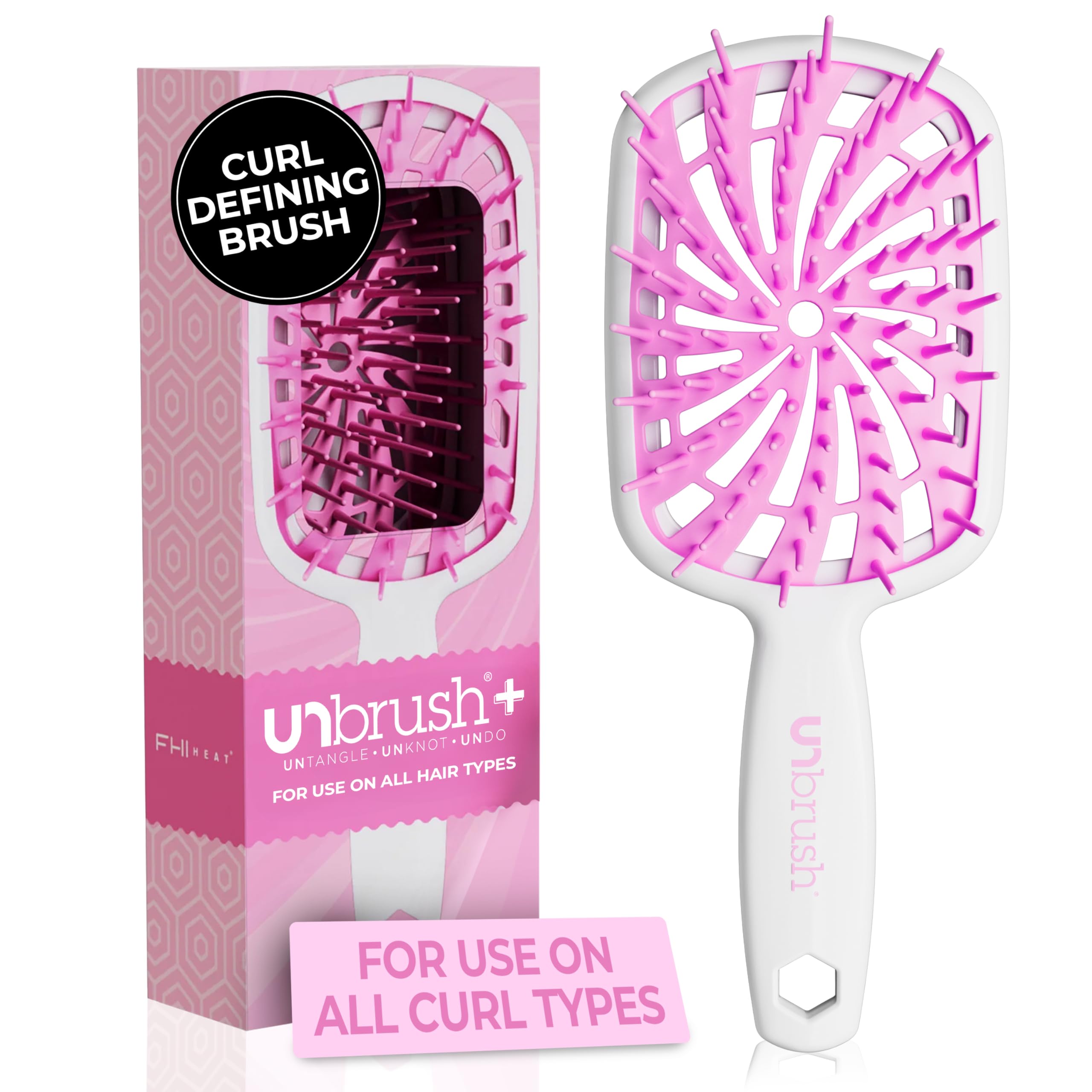 FHI Heat UNbrush Plus bristles close-up shows 84 UltraFlex bristles for gentle detangling