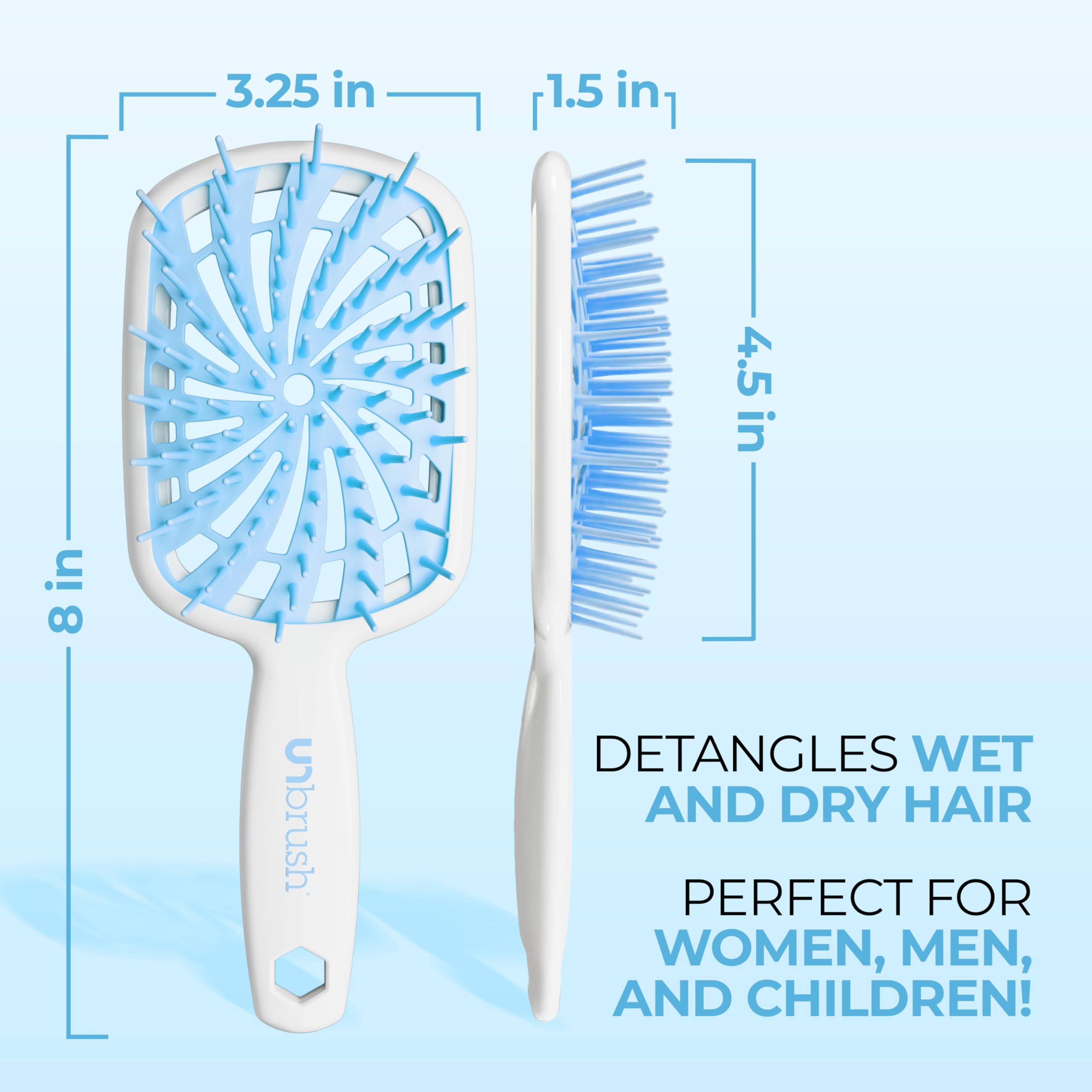 FHI Heat UNbrush Plus bristles glide through fine, fragile hair for gentle detangling