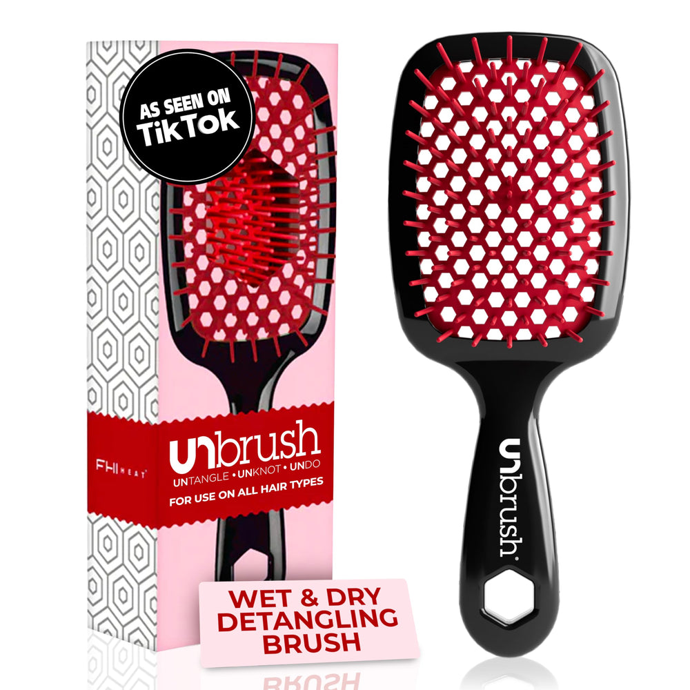 FHI Heat UNbrush Red front view showing compact detangling design for all ages