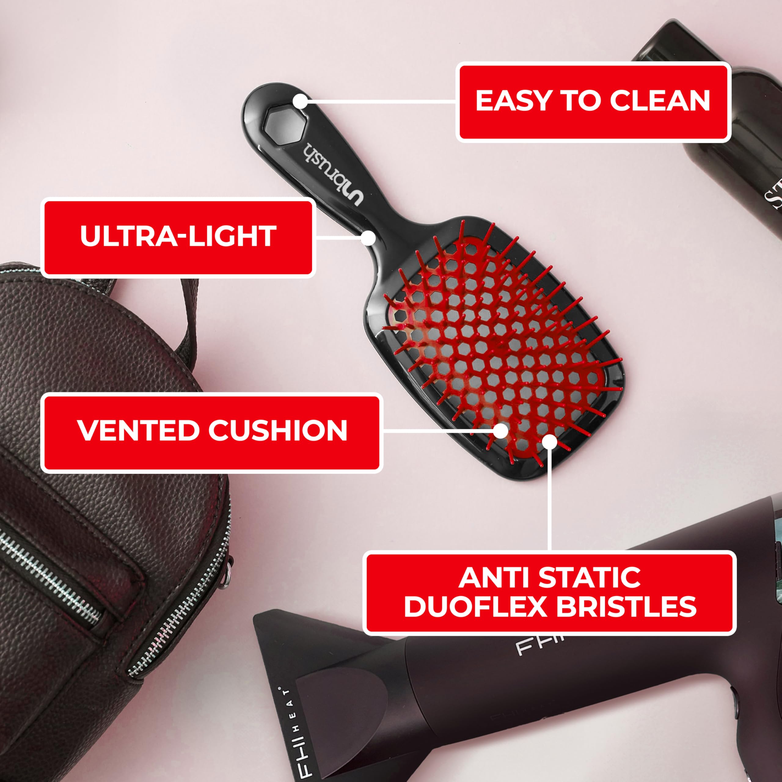FHI Heat UNbrush Red vented cushion improves airflow during detangling