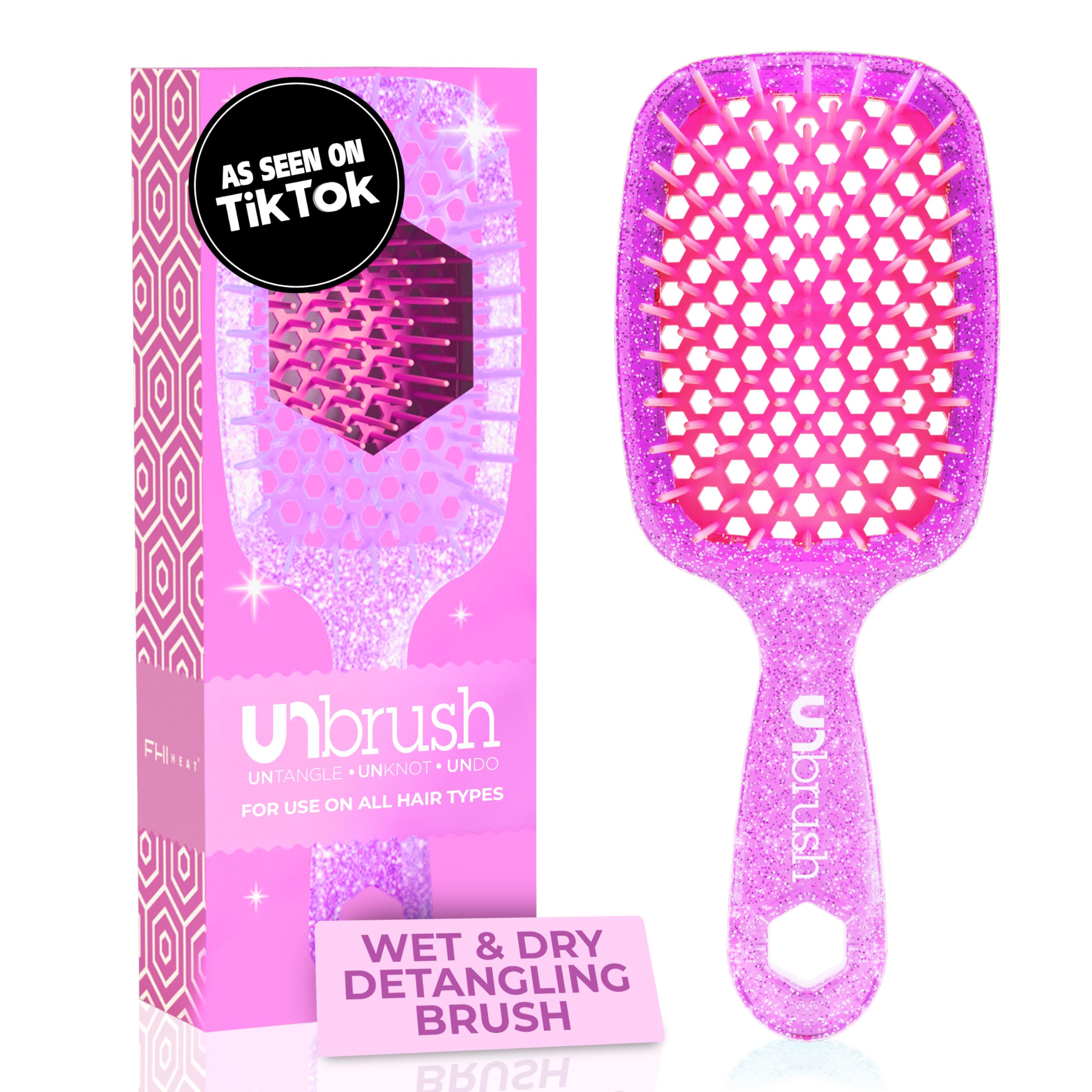 FHI Heat UNbrush wet-dry detangler in action showing versatile detangling benefits