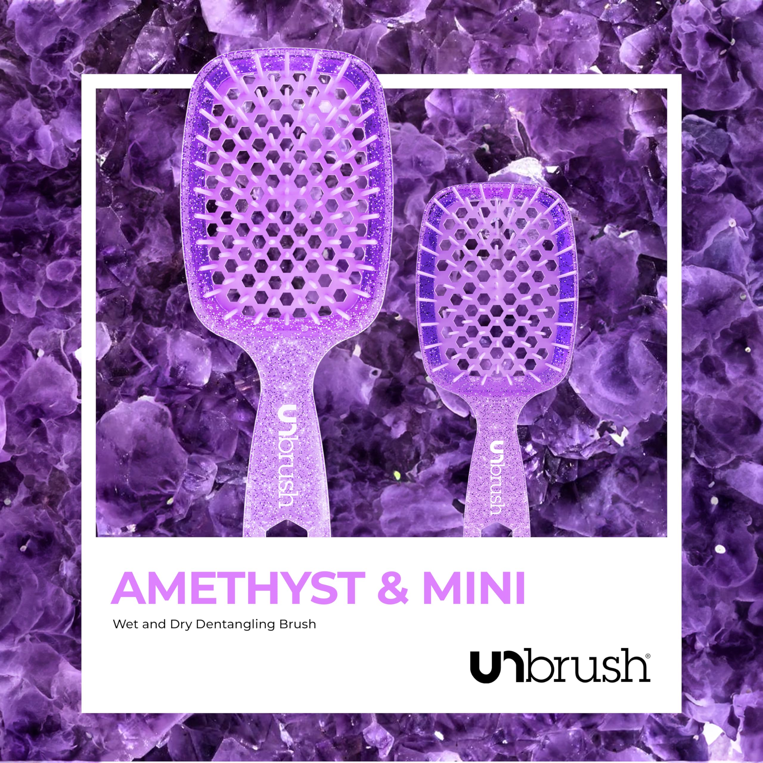 UNbrush Mini suitable for wet or dry hair use on the go.