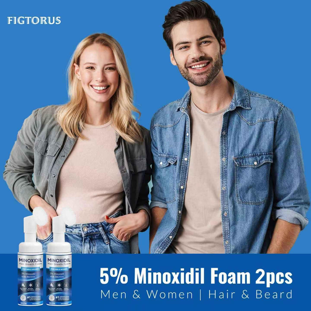 FIGTORUS Minoxidil Foam packaging on display signaling a ready-to-use daily routine.