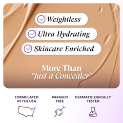Fièra concealer applying on fingers provides seamless, long-wear coverage.