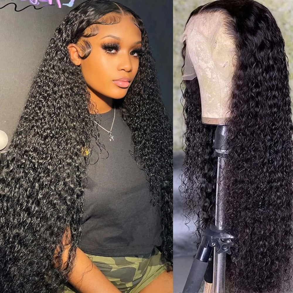 Filrku Water Wave lace front wig shows 13x4 HD transparent lace for natural parting.