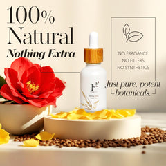 Finally Rice Bran Oil bottle close-up shows brightening properties for even skin tone.