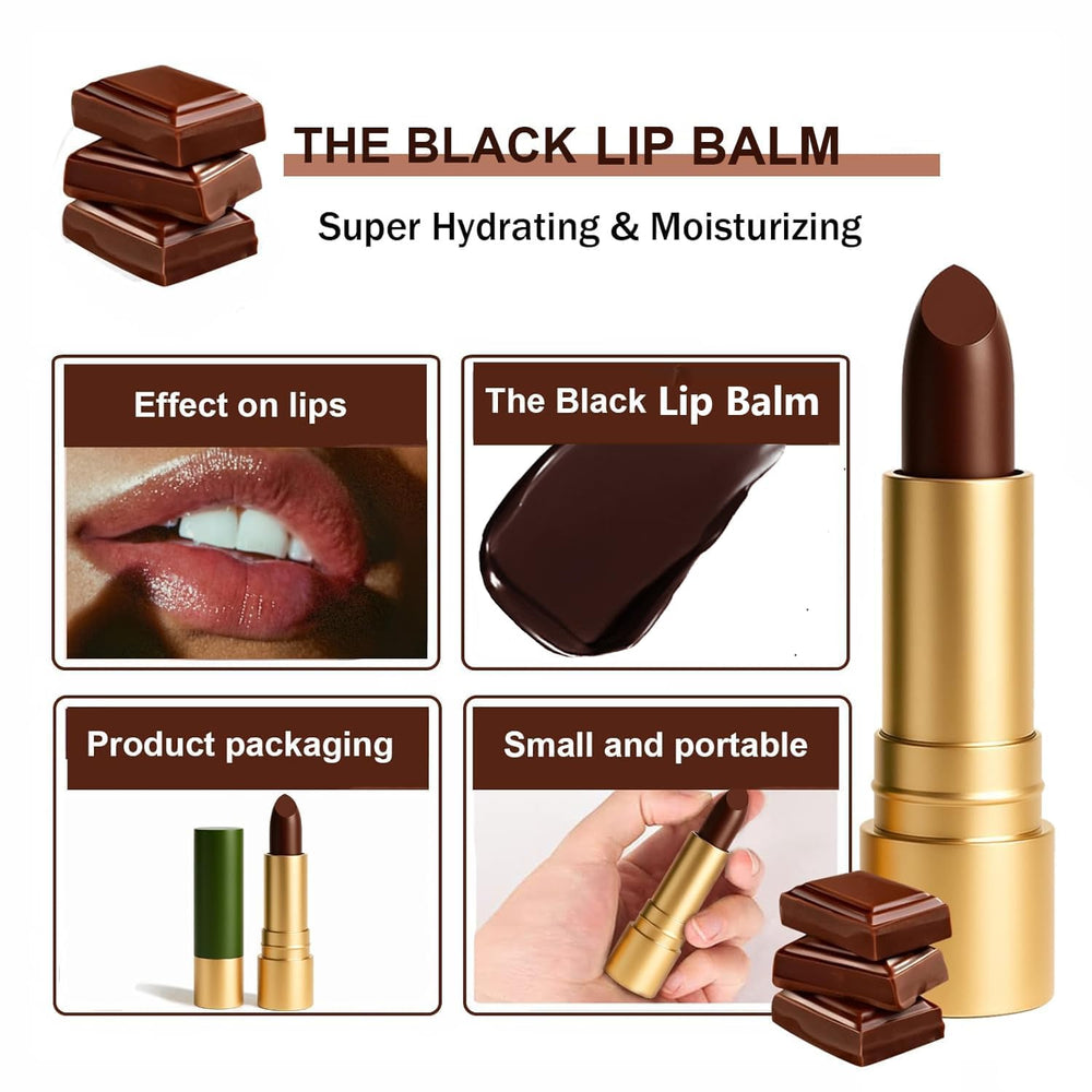 Finding Ferdinand Black Lip Balm compact shot emphasizing sleek, travel-friendly tube.