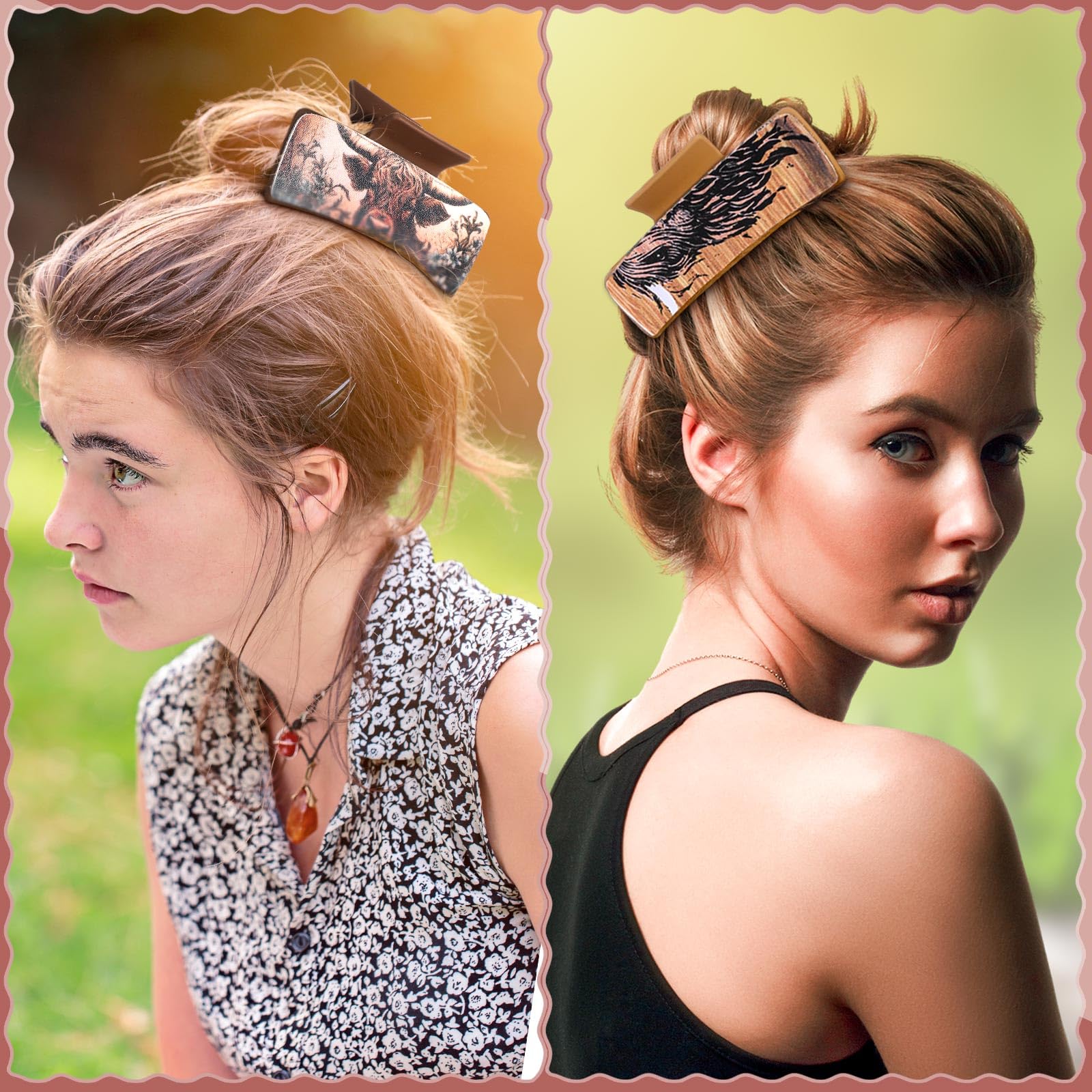 FineCheer card pattern leather hair clip adds chic western vibe