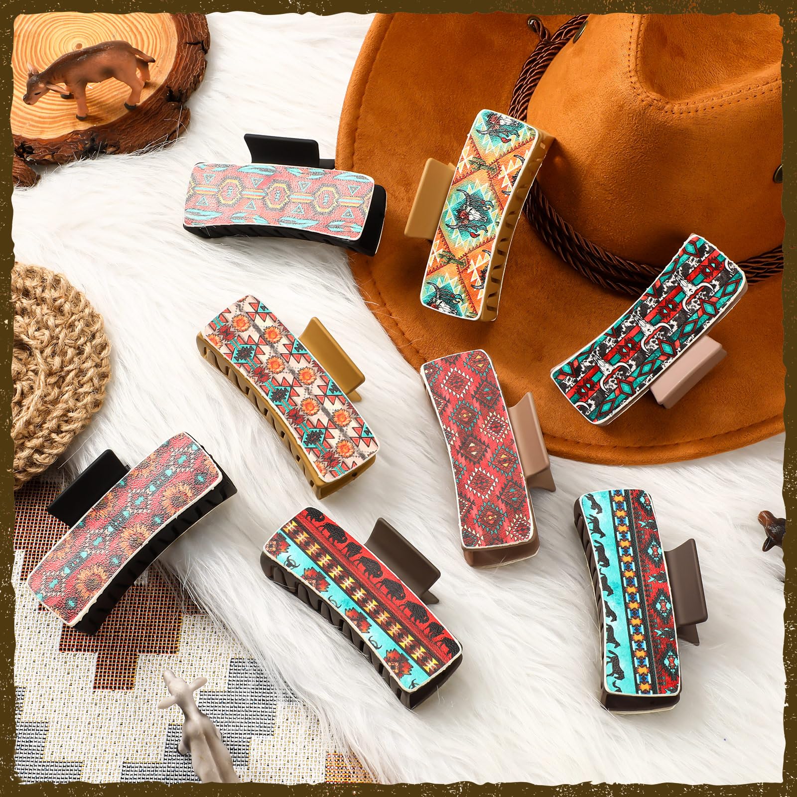FineCheer christmas western hair clip pack shows festive cow print design for gifting