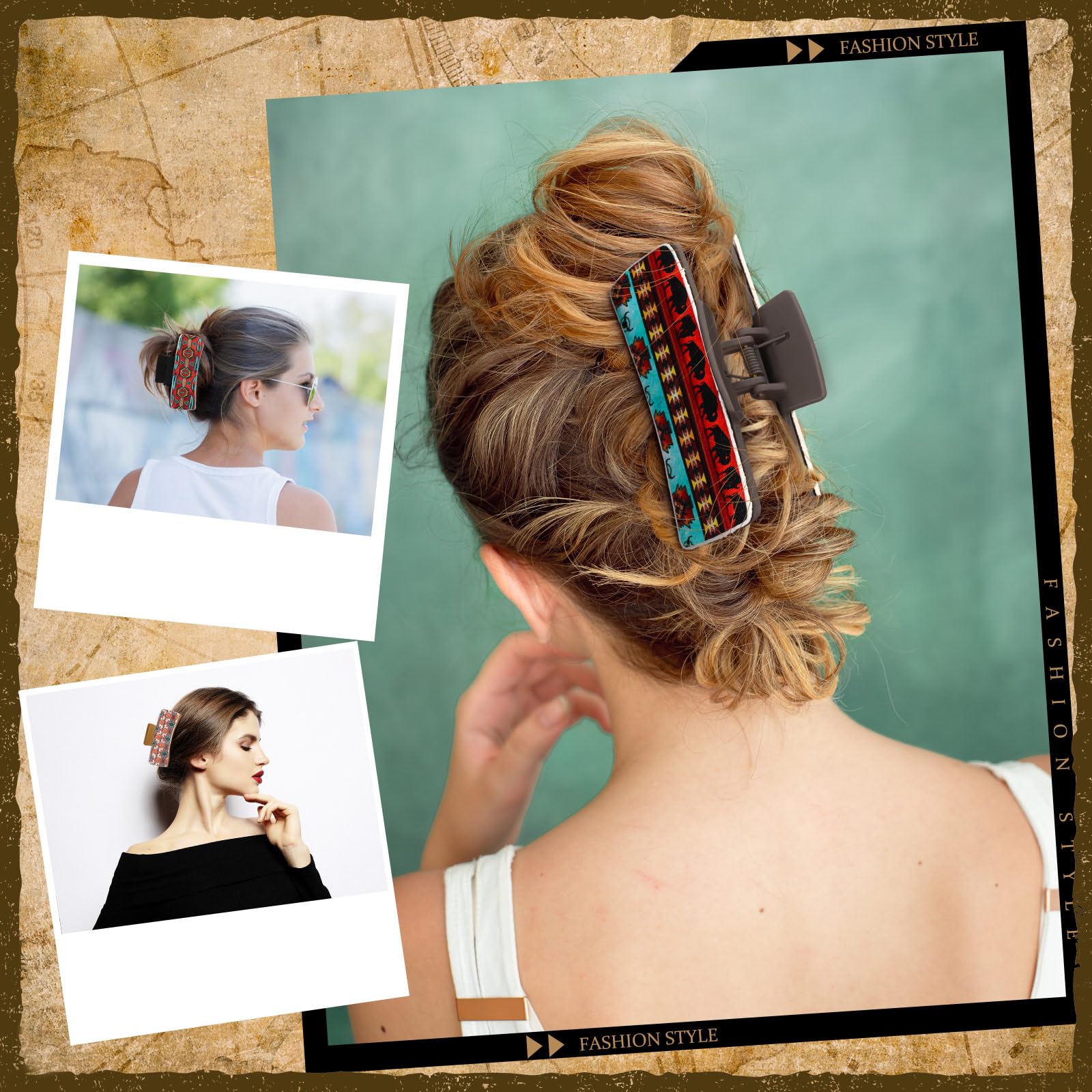 FineCheer cow print hair clip packaging highlights gift-ready western accessories
