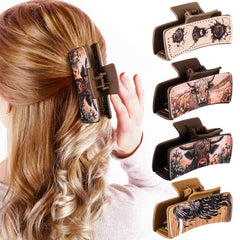 FineCheer cow print leather hair clip in black for easy, stylish updos